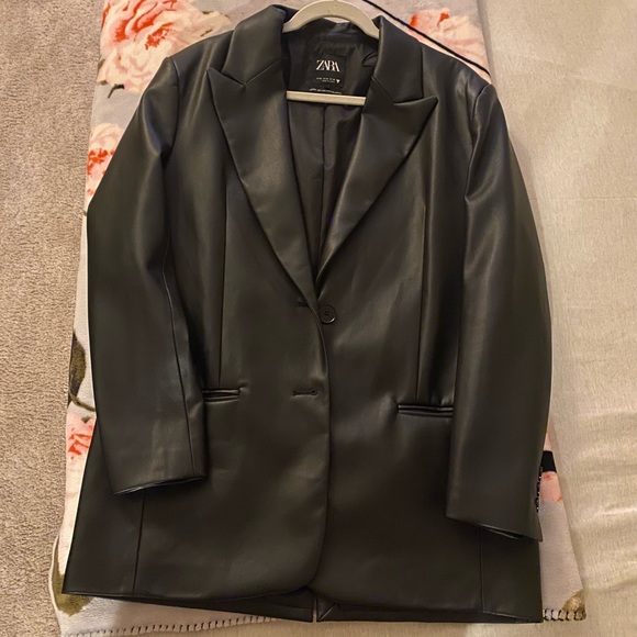 Zara | Jackets & Coats | Zara Oversized Leather Blazer | Poshmark